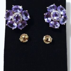 Elegant Purple Floral Earrings